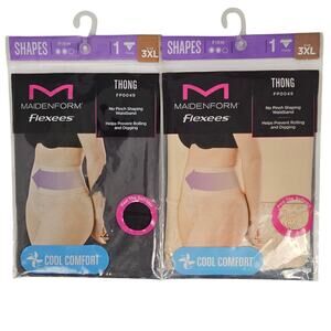 New Maidenform Flexees Thongs Womens 3XL Black Tan Lot of 2 Panties Lingerie